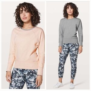 EUC Lululemon Time Out Crew Top  *Reversible Coral / Grey  Sz 6